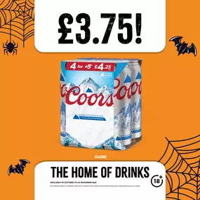 Coors Pint cans £3.75.