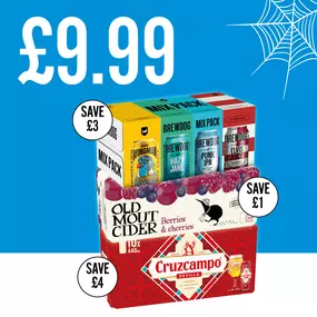£9.99 on selected 8/10 pack beers and ciders.