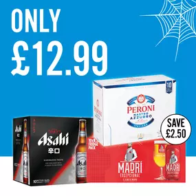 £12.99 on selected 10 pack beers and ciders.