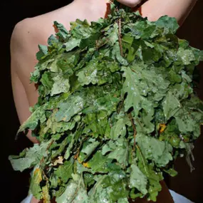 The “VENIK” (oak leaves) used in the authentic Russian Banya at IZBUSHKA SPA in Parker. They are soaked in water and used to tap and brush the skin to drive in heat to muscles and exfoliate skin!