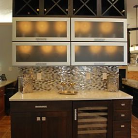 Schrock Bar Display with Bold Backsplash