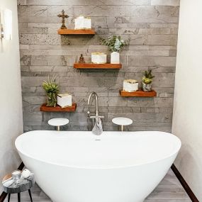 This spa inspired bathroom remodel ensures a relaxing oasis for this homeowner. Call us to learn more about remodeling your Master Bathroom!