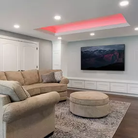Large scale conversion of a basement space into a 2200 square foot high end entertainment aquatic exercise, and guest quarters in Malvern PA.