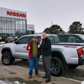Congratulations to Joseph Rouse, who came all the way from Minnesota to pick up this Toyota Tacoma from Carson England at Russ Darrow West Bend Nissan.