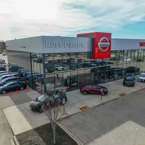 Russ Darrow Nissan of West Bend front of building.