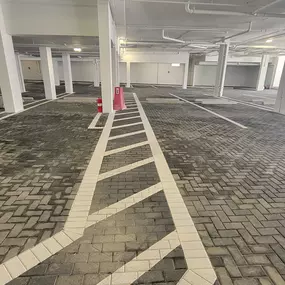 Striping in parking garage