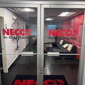 Front doors at the Necco Louisville office.