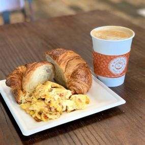 Eggs, Croissant and Coffee
