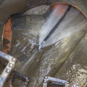 We provide high pressure sewer jetting services to remove
heavy grease or root problems in your sewers. We utilize specialty nozzles for descaling cast iron pipe, root removal, sand and gravel removal, grease and sludge removal.