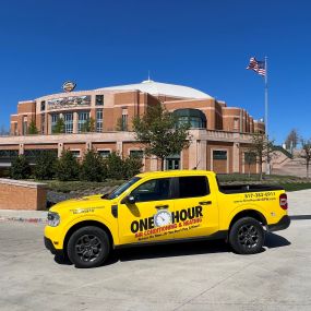 A One Hour Air Conditioning And Heating of Fort Worth truck visiting the Dickies Arena in Fort Worth TX