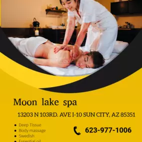 A traditional Swedish massage utilizing a system of techniques specially created to relax muscles by
applying pressure to increase oxygen flow through the body and release harmful toxins.