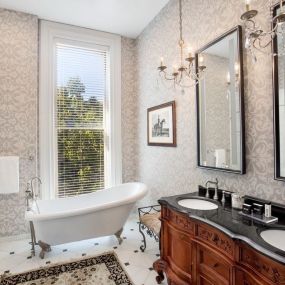 Hamilton-Turner Inn Guest Bathroom with Clawfoot Tub and Double Vanity