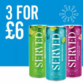 Served cans 3 for £6