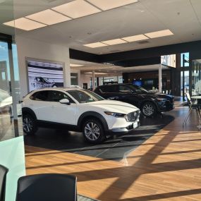 Inside the showroom at Russ Darrow Mazda of Madison.