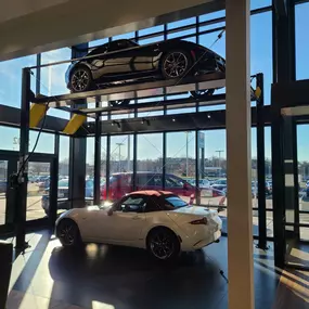 Inside the showroom at Russ Darrow Mazda of Madison.