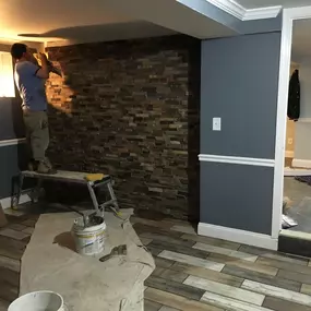 Stone Veneer wall plus tile floors by the Tile Solutions.com - Free estimate call us at (973)902-7020