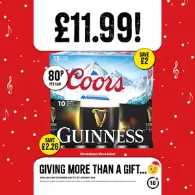 £11.99 each on selected beer, lager & cider packs