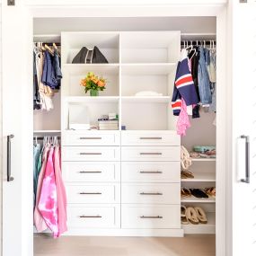 Custom closet, white, built in dresser