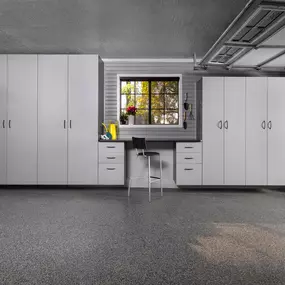 Sleek, modern, and built to last. ???????? Whisps Silver cabinetry adds a bold statement and unmatched durability to your garage. Contact us to see color samples and layouts!