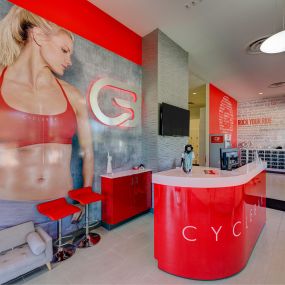 The entrance area at CycleBar Beachwood.