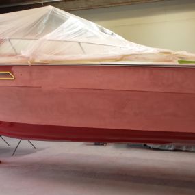 Prep work for fiberglass and gelcoat repair. This boat will look new once we are done.