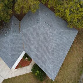 Drone photo of completed Kingdom Quality shingle project!