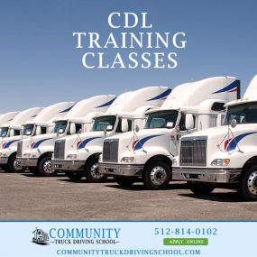 CDL training classes Austin, Texas. Get your CDL license to drive a commercial truck at our Austin school, Community Truck Driving School. Call: 833-814-0102. https://www.communitytruckdrivingschool.com/