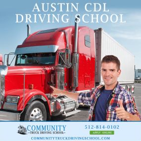 CDL License training Austin, Texas. Get your CDL license to drive a commercial truck at our Austin school, Community Truck Driving School. Call: 833-814-0102. https://www.communitytruckdrivingschool.com/