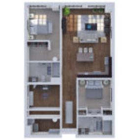 Brix Apartment Lofts Floor Plan Style 16, Three Bedroom Two Bath Apartment in Milwaukee Wisconsin