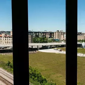 Oversize window with view of river