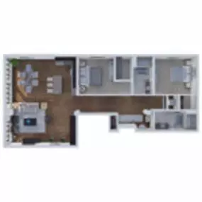 Brix Apartment Lofts Floor Plan Style 18, Two Bedroom Two Bath Apartment in Milwaukee Wisconsin