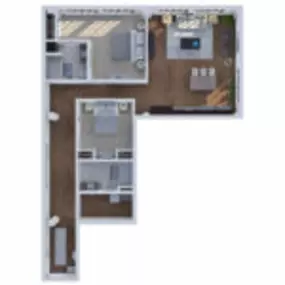 Brix Apartment Lofts Floor Plan Style 17, Two Bedroom Two Bath Apartment in Milwaukee Wisconsin