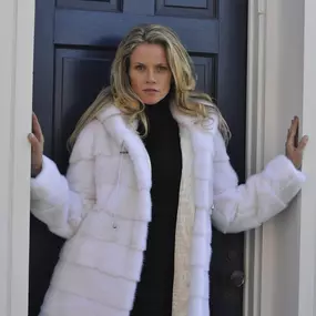 white fur coat