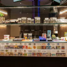 Cannabis product counter inside the Lightshade Federal Heights Dispensary
