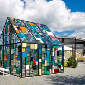 Lake nona stained glass house art installation by tom fruin