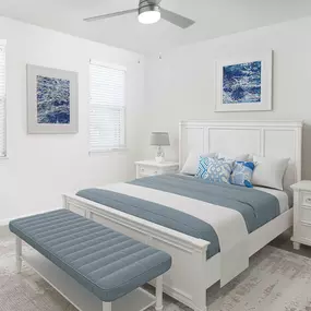 Bedroom with carpet flooring at Camden LaVina apartments in Orlando, FL