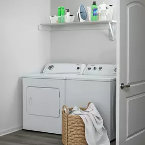 Full-size Whirlpool washer and dryer at Camden LaVina apartments in Orlando, Florida.