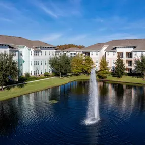 Lake view with water feature