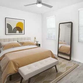 Bedroom with lighted ceiling fan at Camden LaVina apartments in Orlando, FL