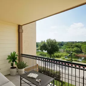 Private balcony overlooking community lake