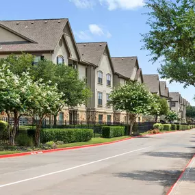 Exterior view of the buildings along the community driveway