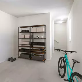 Storage inside garage on ground floor below apartment home