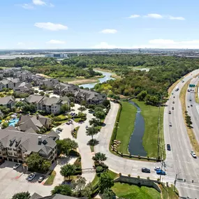 Aerial view of Camden Riverwalk apartments in Grapevine, TX