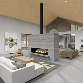 Living room with a fireplace