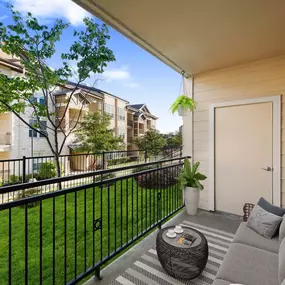 Large balcony with storage space