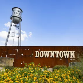 Downtown Round Rock water tower near Camden La Frontera apartments in Round Rock, TX