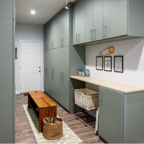 We put a new spin on doing laundry. Create a custom solution of cabinets, countertops, shelves, and innovative storage to maximize your space and process.