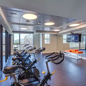 24-hour fitness center stationary bike room