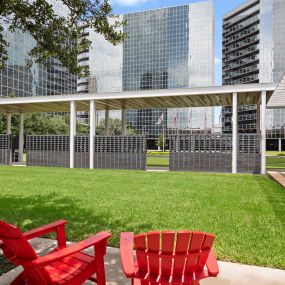 Greenway Plaza Courtyard within walking distance to Camden Plaza Apartments in Houston, TX