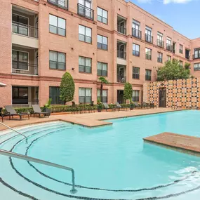 Resort-style pool at Camden Plaza Apartments in Houston, TX